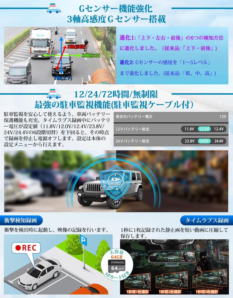 Official PORMIDOAUTO PRD81C Dash Cam with LCD Screen and Automatic Brightness 2K Front and Rear Zoom Sony STARVIS Parking Impact and Interior Rear