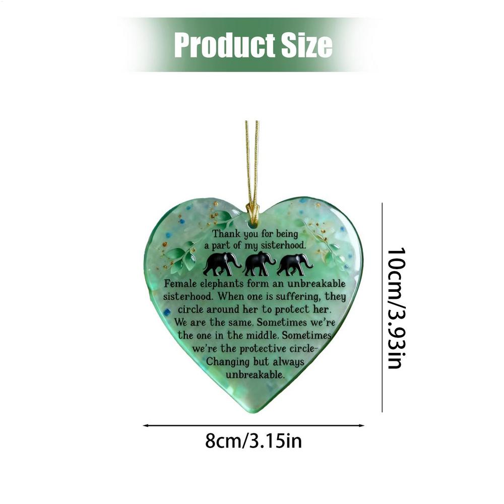 

Elephant Sisterhood Ornament Heart Shaped 2D Acrylic Christmas Tree Decoration Best Friends Gift for Women Girls Classmates