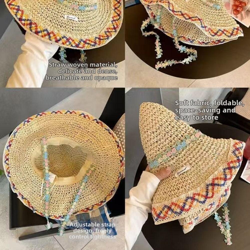 Elegant Woman's Straw Hat INS Outdoor Beach Hat Fashion Women's Sun Visor Hats  Beach Holiday