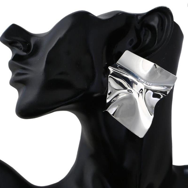 Übertriebene goldene, quadratische, unregelmäßige Zinklegierung mit Spiegel, große Ohrringe für Damen, Punk-Ohrringe, Statement-Ohrschmuck, Geschenk für Paare