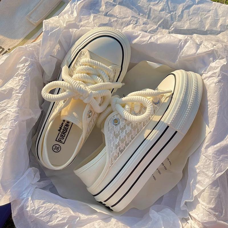 

Молочный фуфу каблук можно наступать маленькие белые туфли женские летние сетчатые дышащие женские туфли на толстой подошве нишевые парусиновые туфли 35 бежевый