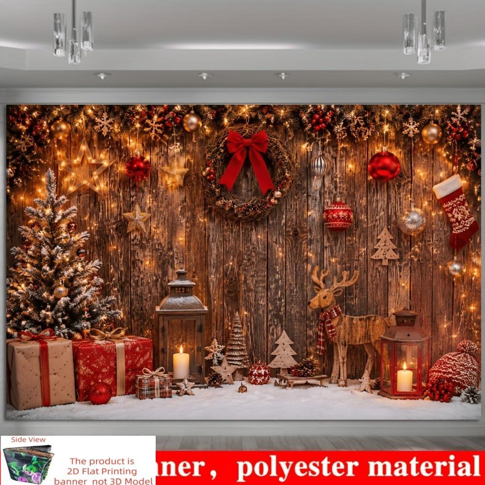 1Pcs Retro Wood Grain Christmas Tree Ornaments Decoration Background Xmas Backdrop Decorations For Photo Studio Photo Booth Party