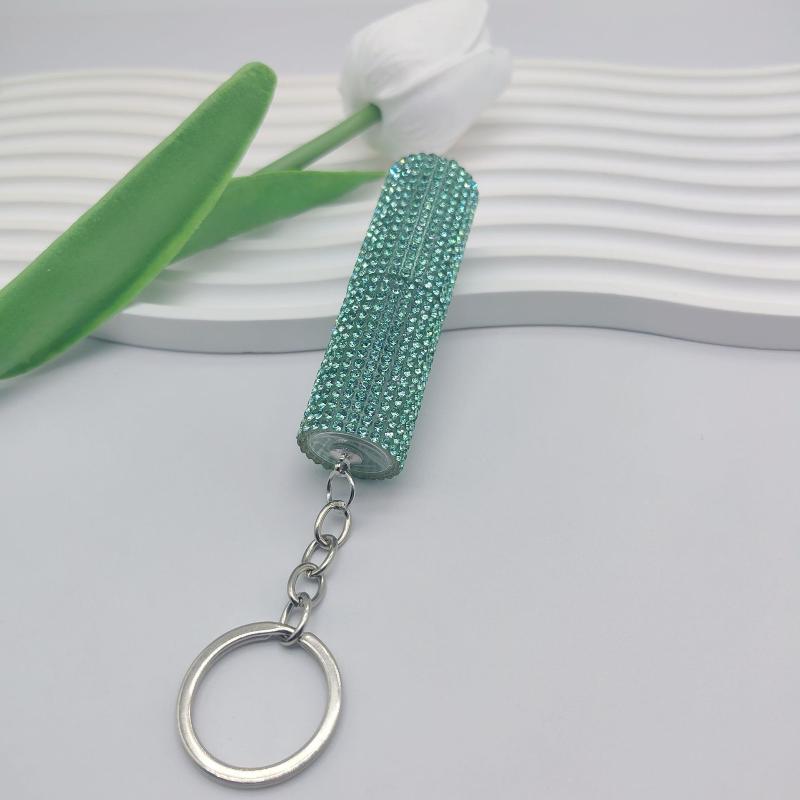 Refillable 5ml Perfume Sub Bottle Keychain Luxury Rhinestone Press Spray Keyring for Fragrance