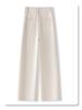 Ankola Women's 2024 Red Tweed High-Waisted Slimming Pants - Autumn/Winter Style, Eight-Point Wide-Leg Design