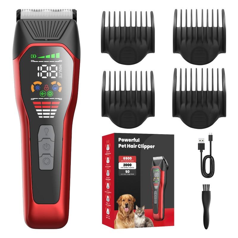 

Professional Pet Hair Cutting Machine Puppy Dogs Haircut Machine Pets Kitten Cat Dog Accessories Digital Display Hair Remover червоний