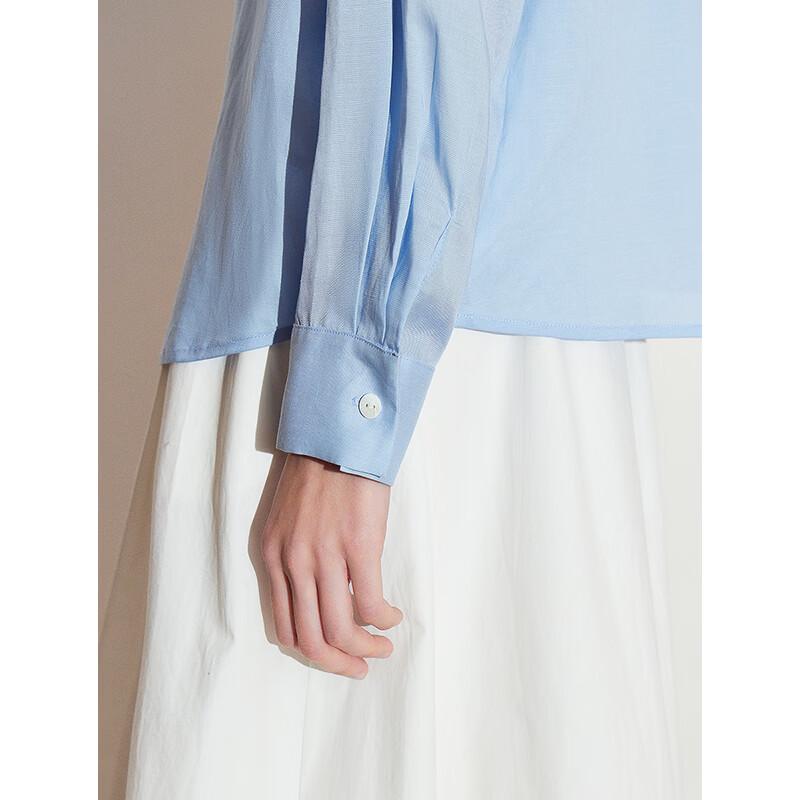 Chuyu Women's Pleated Lapel Lyocell Shirt