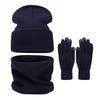 3Pcs/Set Windproof Knit Beanie Snood Set Thicken Scarf Neck Warmer  for Men Women