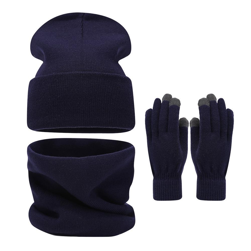 3Pcs/Set Thicken Winter Hat Scarf Gloves Set Warm Scarf Neck Warmer for Men Women
