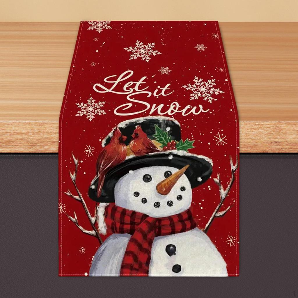 Christmas Snowflake Table Runner, Let It Snow Tablecloth, Fashion 12x71 Inch Kitchen/Dining