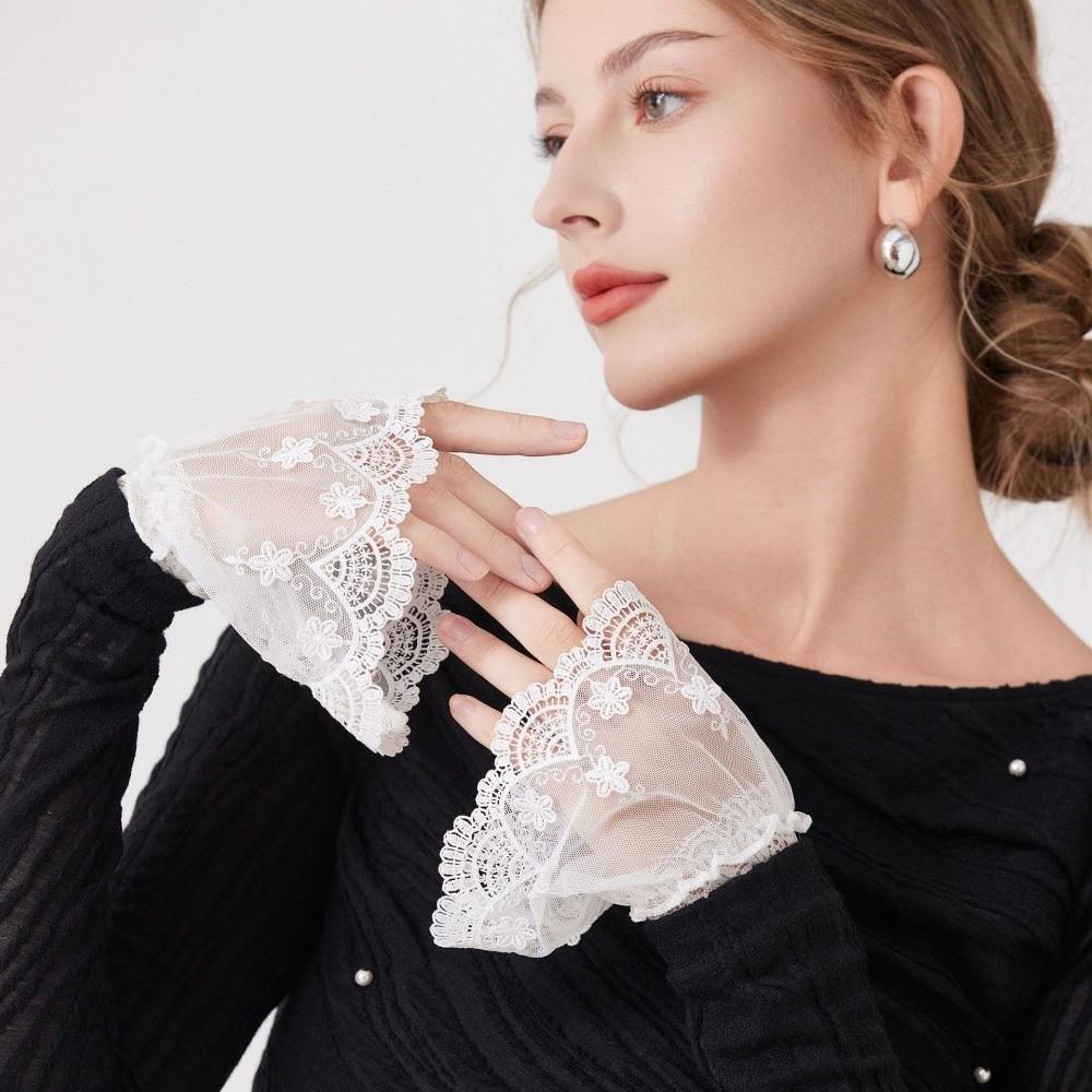 Ruched Detachable Cuffs Ruffles Pleated Fake Flared Sleeves Lace Fake Sleeves Cuff Wedding Decor