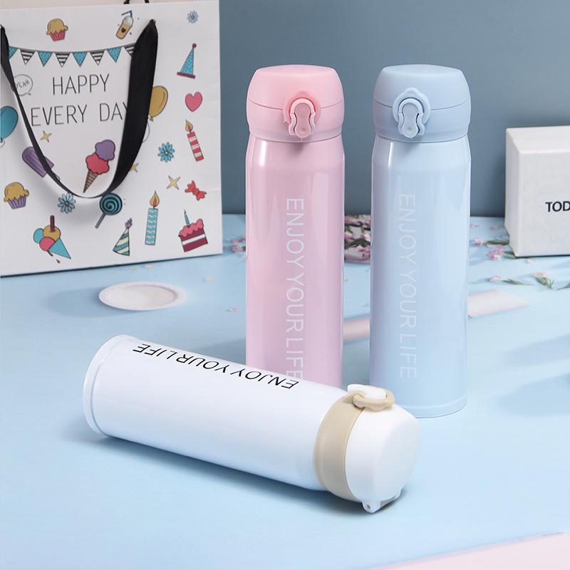 Large Capacity Water Cup Thermos Cup 500ml Vacuum Flasks Portable Stainless Steel Thermos Cup Water Bottle Travel Tea Mug Office Thermos Cup