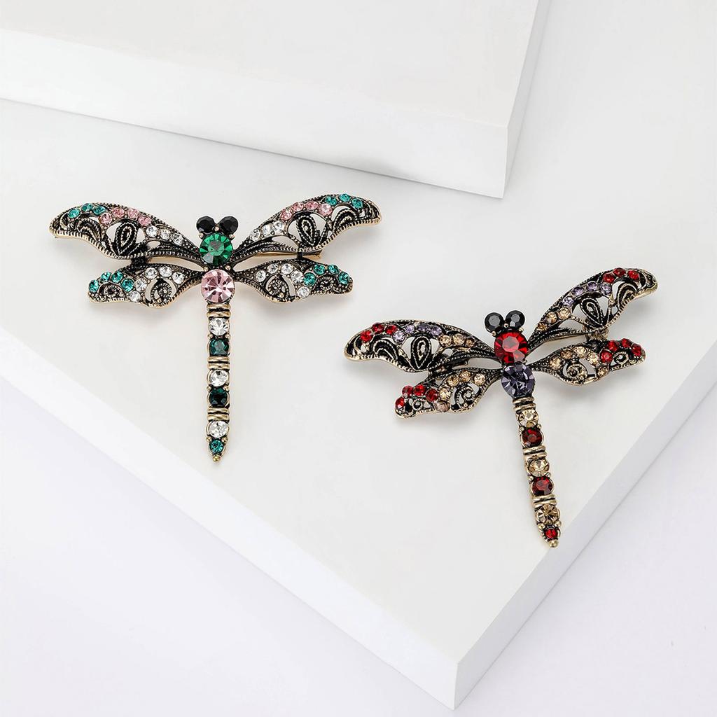 Fashionable Sophisticated Dragonflies Lapel Pin with Dripping Oil Designs Contrast Accessory for Party Supplies Costumes