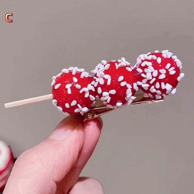 Sevimli Toka Yaratıcı Simülasyon Yiyecek Tokası Saç Aksesuarları Alıç Şekerlenmiş Alıç Yan Toka Komik Meyve Başlığı Kadınlar İçin