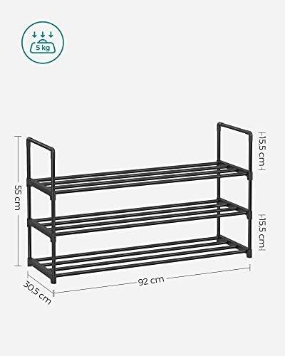 3-Shelf Shoe Rack, Metal Shoe Organizer, Easy To Assemble, 12 To 15 Pairs of Shoes, Suitable Shoe Shelf for Wardrobe, Enterway