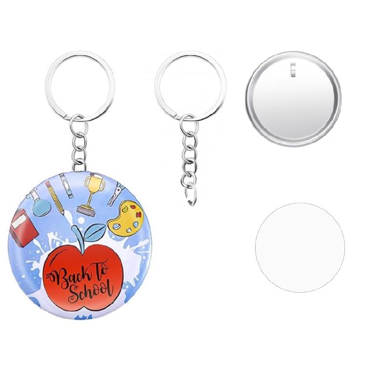 100Pcs Keychain Button Badge Set, 58mm Metal Badge and Craft Keyrings Set for Craft and Keychain Accessories