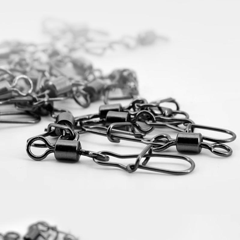 40 Pcs Stainless Steel Fishing Connector Pin Bearing Rolling Swivel Snap In Box Fishing Tackle Accessories For Lure Hook