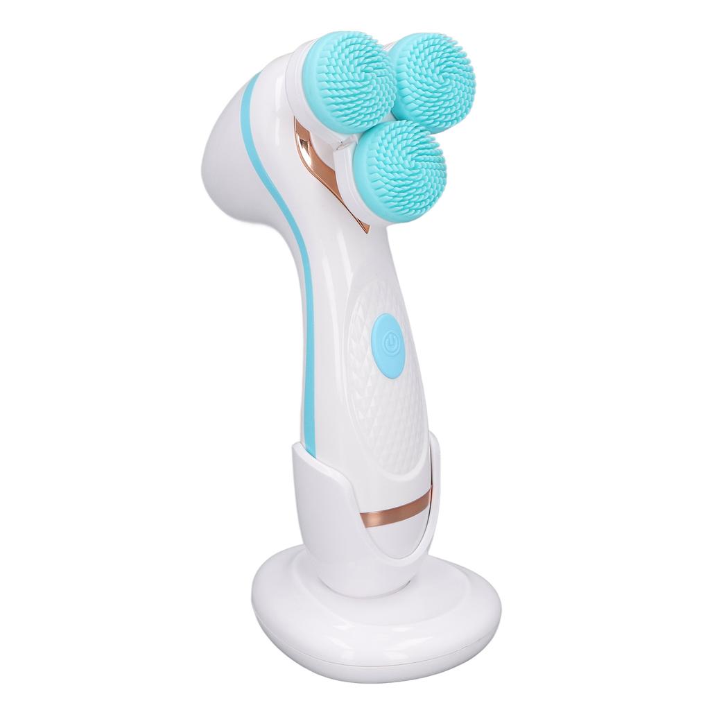 Electric Facial Cleansing Brush 3 Head Massage Facial Exfoliating Silicone Rechargeable Face Scrubber Portable Device
