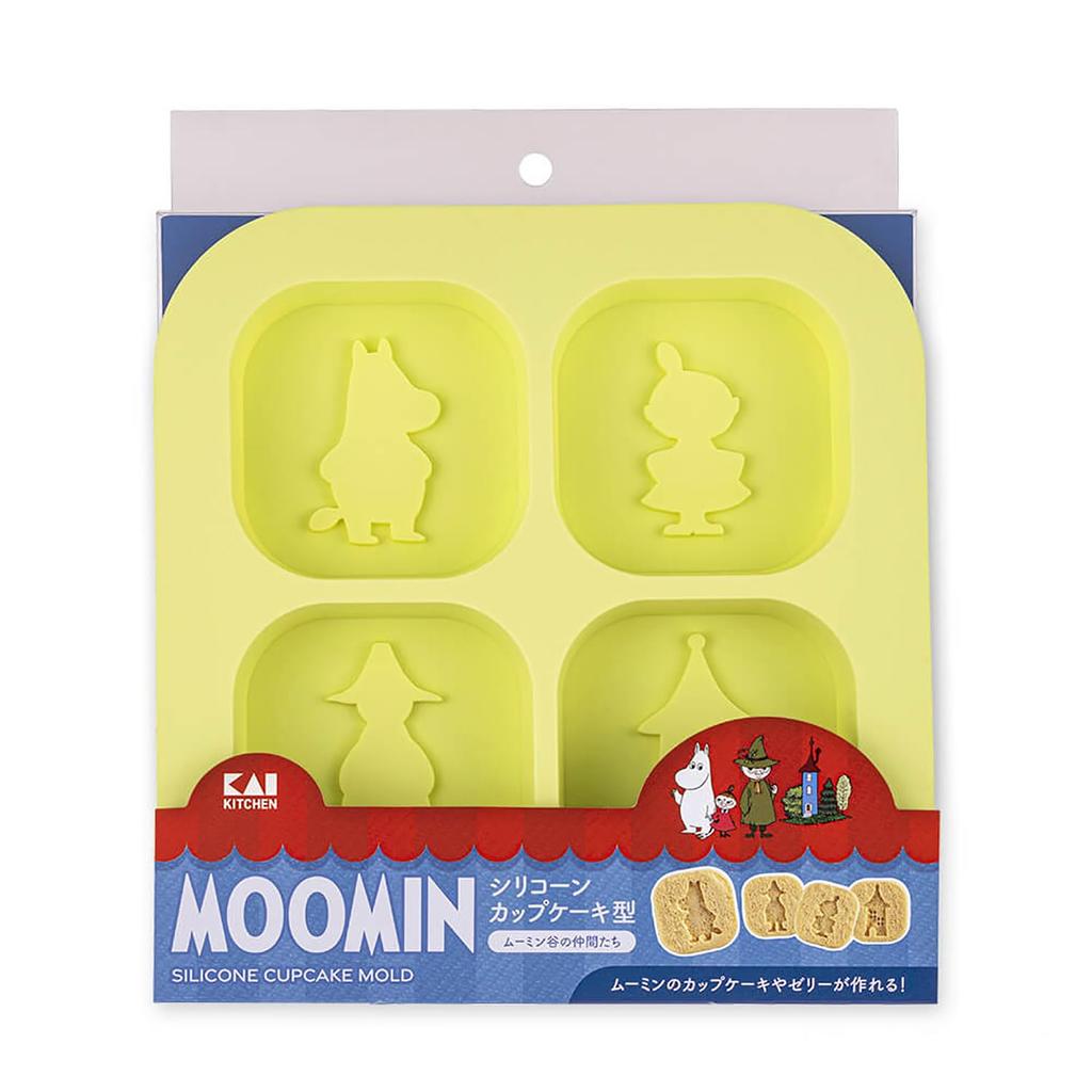Kai Corporation Moomin Valley Friends Silicone Cupcake Dishwasher Moomin DN0606 Mold, Safe, Yellow, Design,
