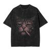 Cat Smoking Cigarette Funny Cat Mafia Meme T Shirts Hip Hop Washed Harajuku T-Shirts Retro Men Tops Streetwear Summer Tee Shirt