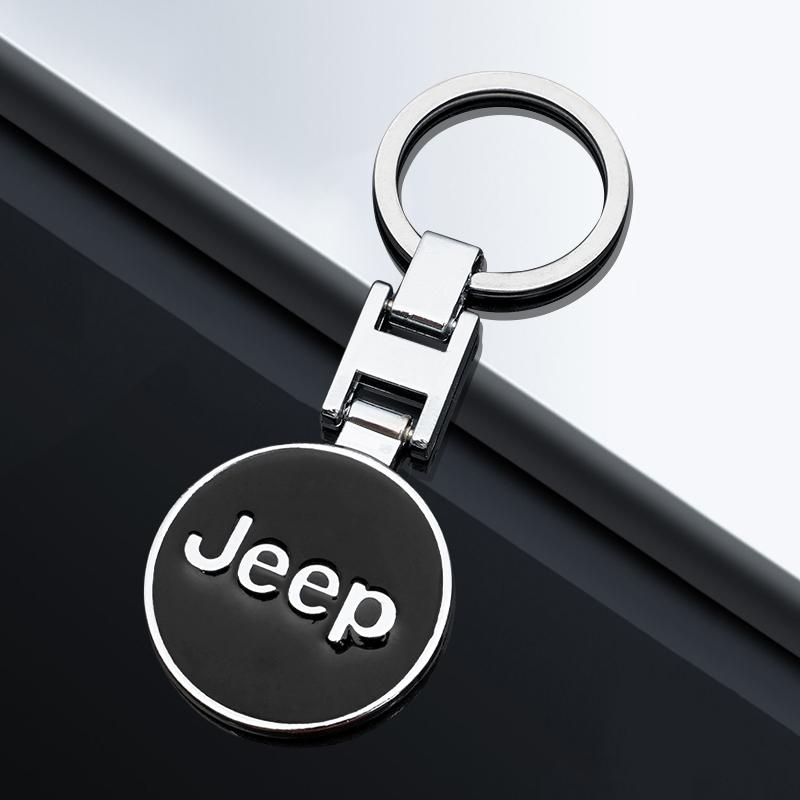 För Jeep Zinklegering Bil Logotyp Nyckelring Metall Nyckelring Auto Tillbehör För Jeep Grand Cherokee Wrangler JK Gladiator Compass R