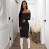 Women's Fashion: 2021 Autumn One-Shoulder Off-the-Shoulder Slim Fit Long-Sleeve Hip-Hugging Dress