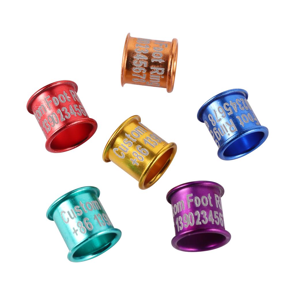 DIY High Quality Custom Aluminum Bird Foot Ring ID 8mm Pigeon Parrot Foot Ring Racing Pigeon Training Identification Ring 20Pcs