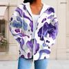 Women Plus Size Zip Up Hoodie Long Sleeve Drawstring Hood With Pockets Colorful Splash Print