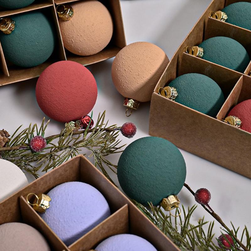 12 Pcs  6cm Christmas Ball Ornaments Creative Texture Xmas Tree Hanging Pendant Home Decor Xmas Party Noel Navidad Decoration