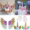 Rainbow Unicorn Eyelashes Horn Cake Topper Birthday Party Decor Unicornio Baby Shower First Birthday Unicorn Party Decoration