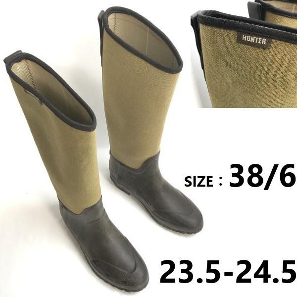 

HUNTER long rubber rain boots 38 6 23.5-24.5 women khaki
