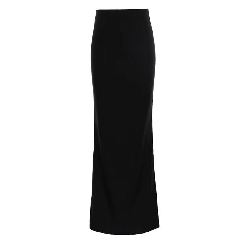 

Fashion Style Summer Elegant Black Slim Looking Sheath Skirt Black Slim High Waist Skirt Black L