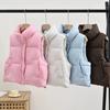 Autumn Winter Short Cotton-Padded Vest Jacket Women Stand Collar Zipper Pocket Thick Warm Vest Coat Female Casual Ladies Top