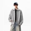 Einfaches einfarbiges Revers-Sweatshirt für Männer und Frauen Herbst Schulterpolster Kurze Paar-Cardigan-Jacke