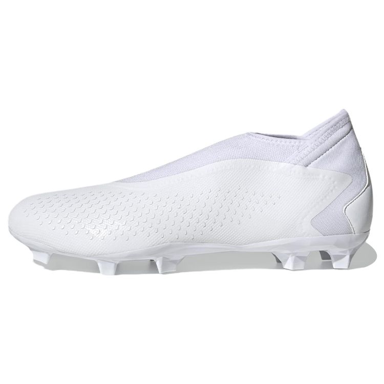 Adidas Predator Accuracy.3 Round Toe Slip-On FG (Rubber Long Studs) Non-Slip Durable Soccer Shoes Unisex Soccer Shoes White FZ6111