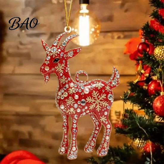 Hanging Decor for Party 2D Acrylic Goat Christmas Tree Ornament, Zodiac Pendant with Gold String, Year Holiday Ornaments of The Ornament 2027, Chinese