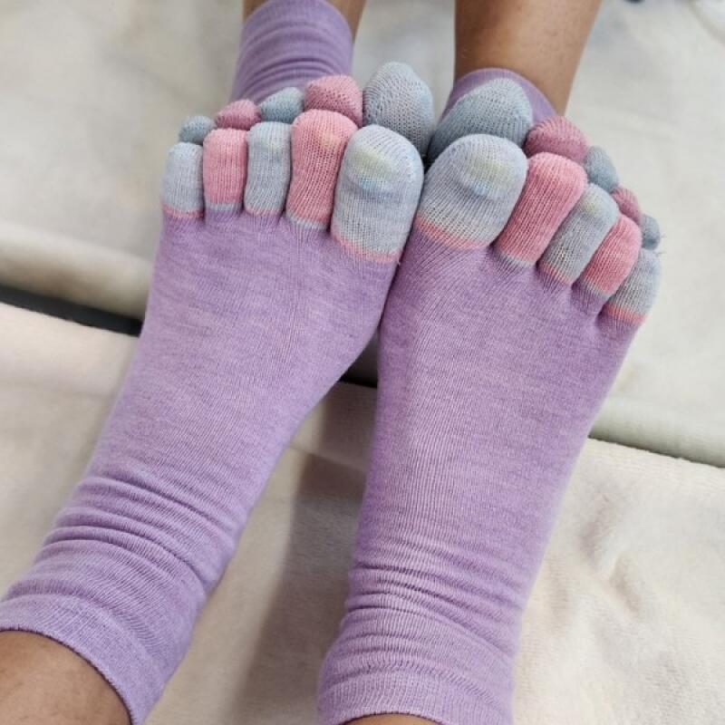 Women s Comfortable Cotton Toe Socks purple