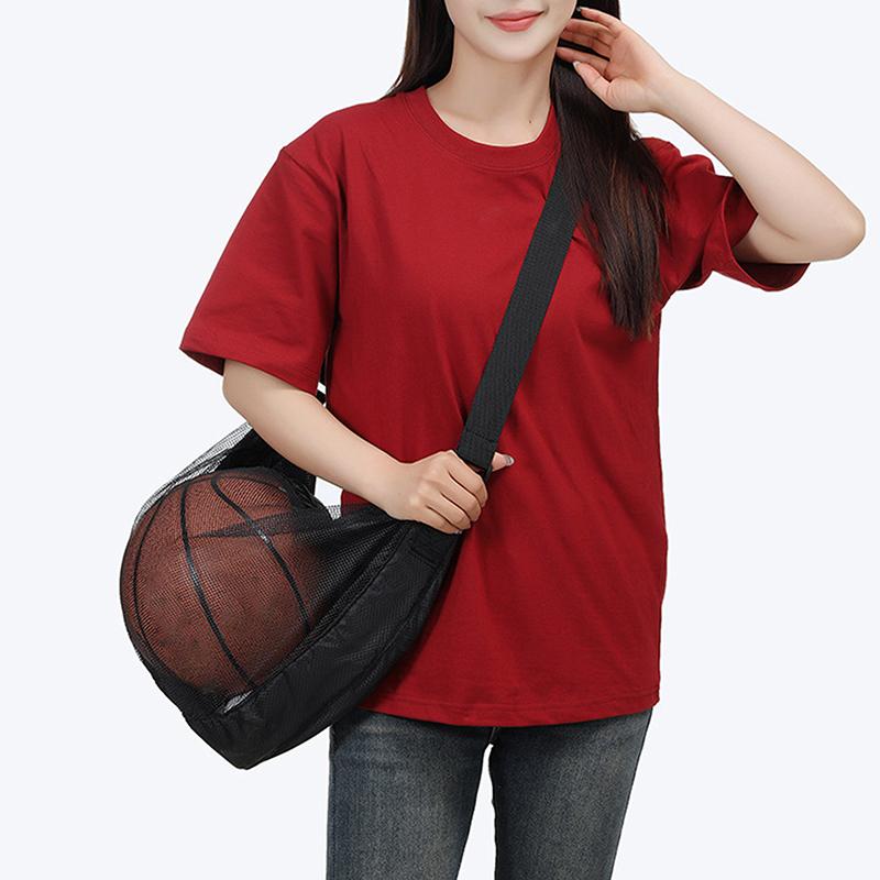 1 יחידה תיק כדור יחיד עם כיס רוכסן תיק אחסון לכדור רשת ציוד ספורט רשת אחסון עם שרוך נשיאת כדורסל