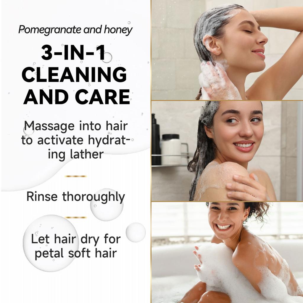 Medový červený granátový jablečný sprchový gel tři v jednom