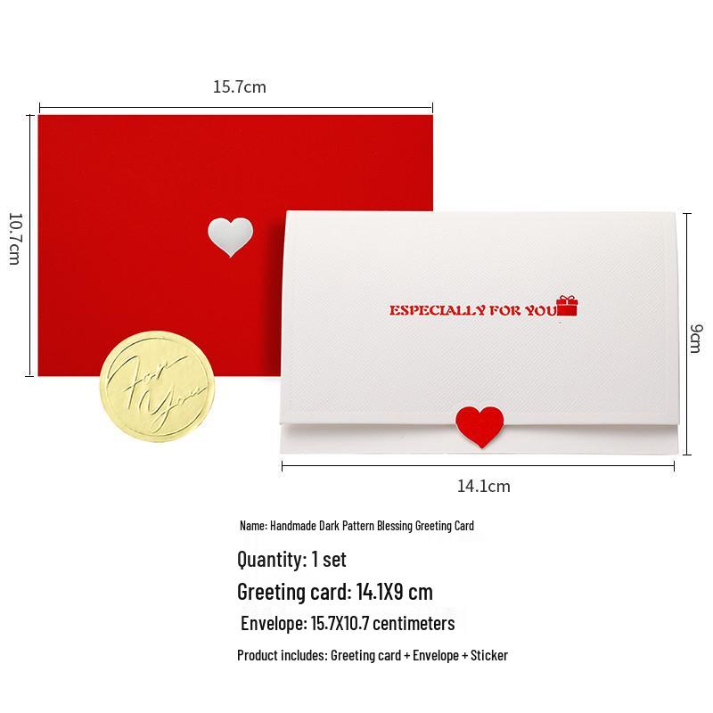 Handmade Hidden Pattern Greeting Card with Envelope for Holidays, Birthdays, Thank You Occasions, and Business Events.