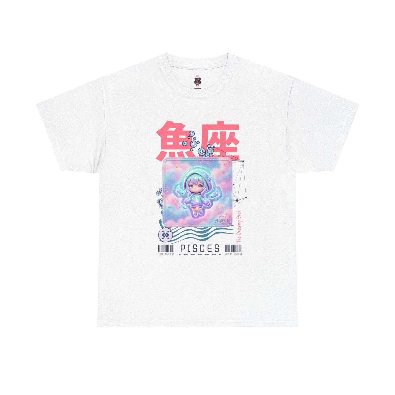 Kawaii Pisces Zodiac Tee | Cute Astro Fish Graphic Shirt L