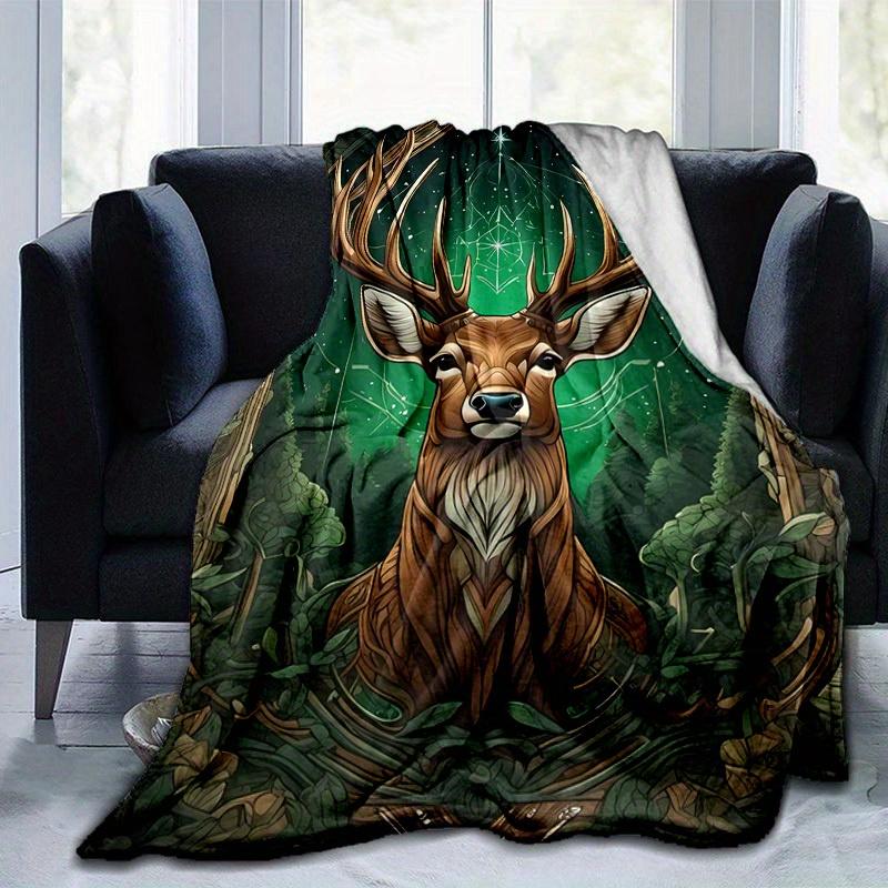 1pc, Enchanted Forest Deer Home Decor Blanket: A Cozy Flannel Throw for Your Couch, Perfect Gift for Bedroom, Living Room, Travel, Camping, Car, Beach