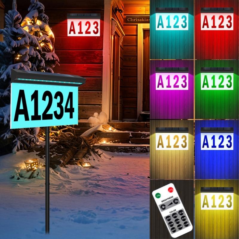 Solar Powered Illuminated Address Plaque Features High Visibilities Number for Night Use and Weatherproofed