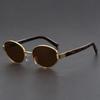 Retro Ovale Solbriller Kvinner Trendy Metall Solbriller Menn Utendørs Mote Dekorativ Solskjerm Briller Uv400 Luksus Merke Design