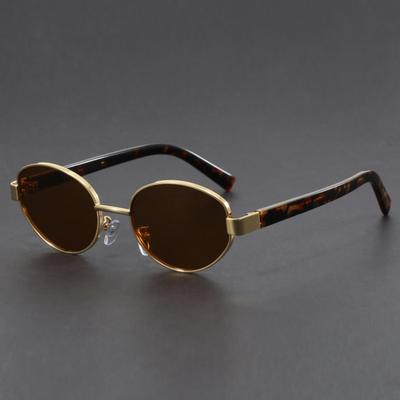 Retro Oval Sunglasses Women Trendy Metal Sun Glasses Men Outdoor Fashion Decorative Sunshade Eyewear Uv400 Luxury Brand Design