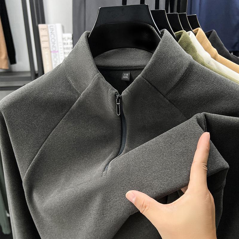 Men's Thermal Fleece Half-Zip Long-Sleeve Hoodie