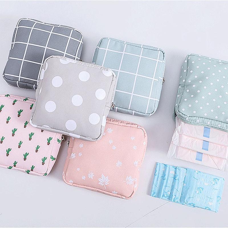 Simple Pattern Sanitary Pad Pouch Lovely Organizer Purse Napkin Storage Bags