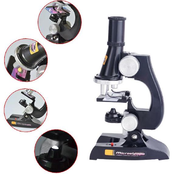 Kids Microscope, 450x, 200x, 100x Magnification Children Science Microscope Kit with LED Lights Includes Accessory Toy Set for Beginners Early