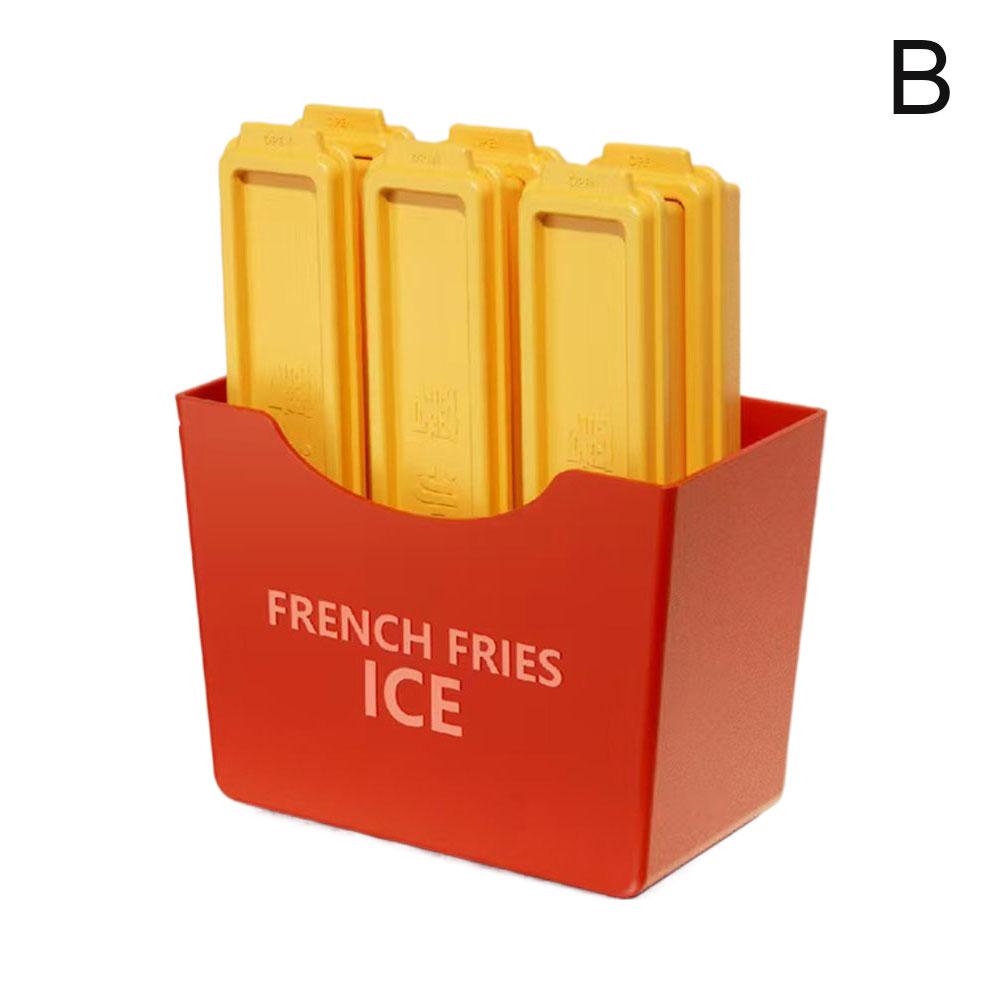 

French Fries Shaped Ice Mold Household Rectangular Ice Tray Magnetic Attraction Storage Box Homemade Ice Cubes