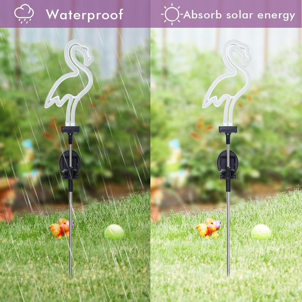Solar Neon Flamingo Lights Landscape Garden Decoration Outdoor Waterproof Yard Lamp Lawn Terrace Light Patio Walkway Light