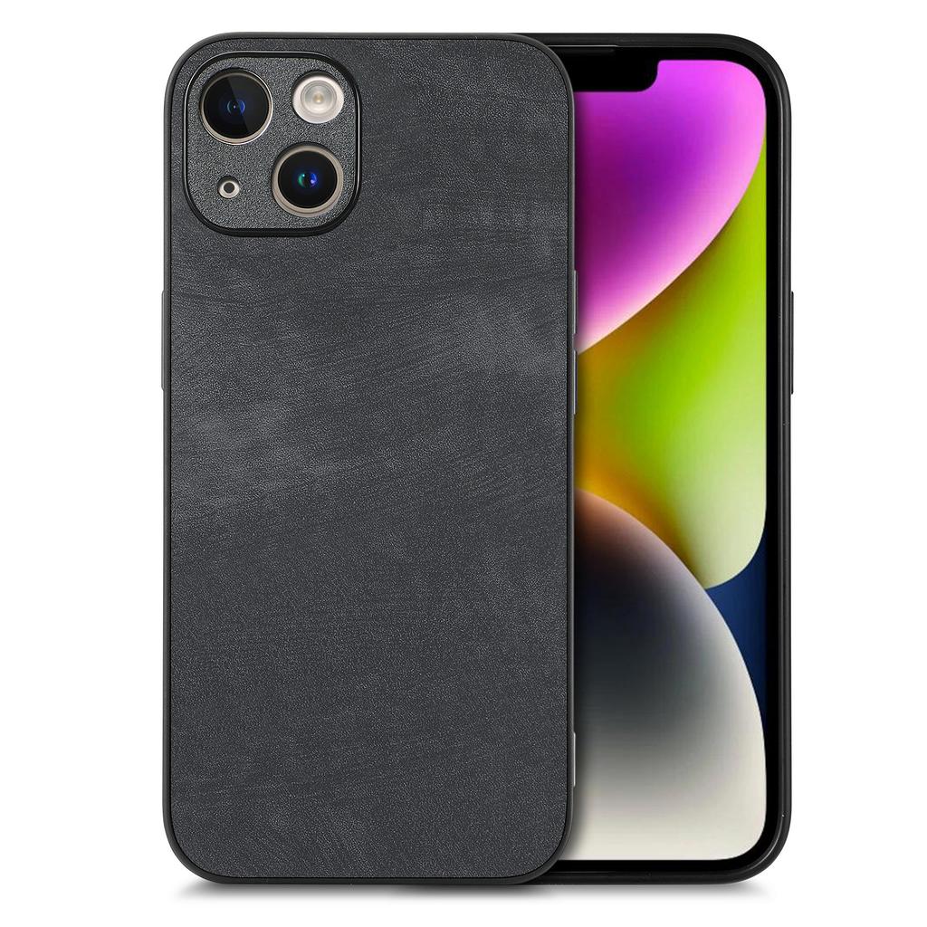 For iPhone 14 Plus Case Shockproof Slim Retro Leather Phone Back Cover